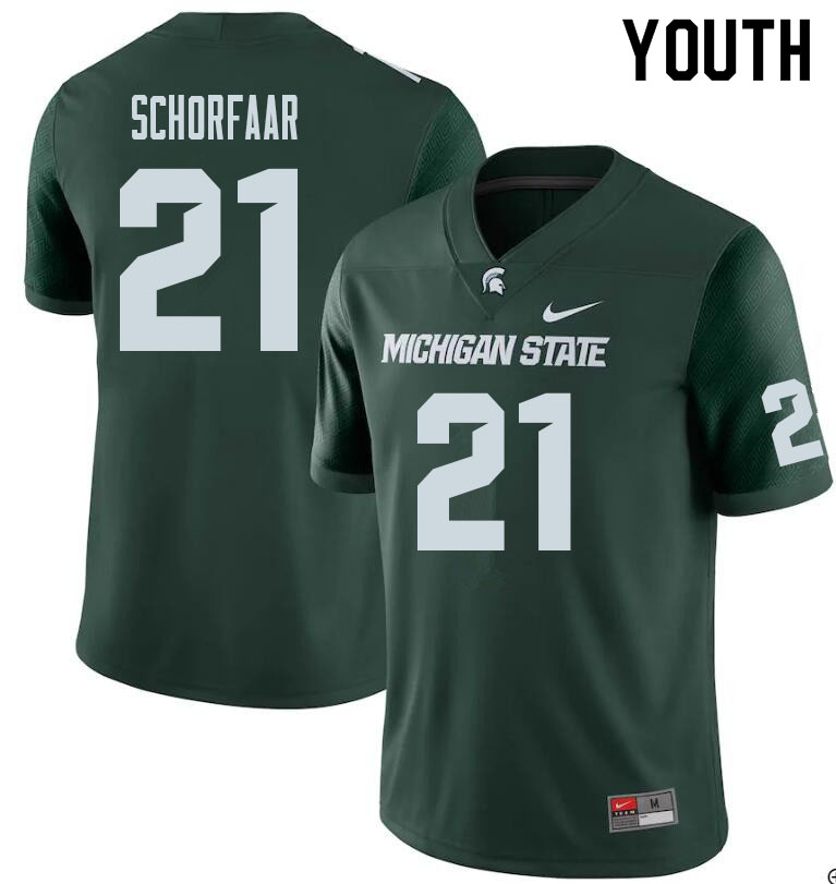 Youth #21 Andrew Schorfaar Michigan State Spartans College Football Jerseys Sale-Green